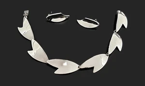 Arne Johansen + Brdr. Bj Denmark Modernist Sterling Bracelet Earrings Set 1960s - Picture 1 of 10