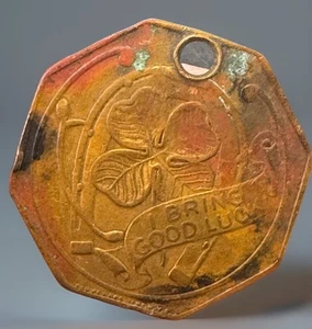 Fort Ticonderoga New York I Bring Good Luck Medaille Medaille Vintage 4 Bleiklee - Bild 1 von 7