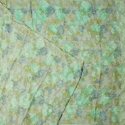 Vintage Multicolor Sarees 100% Pure Silk Georgette Printed Sari 5YD Craft Fabric - Image 1 of 4