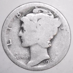 1919 D? Mercury Dime - 90 % Silver - Actual Coin - Circulated - FREE SHIPPING - Picture 1 of 3