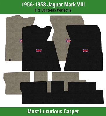 Lloyd Luxe 前后地毯垫适用于 '56-58 捷豹 Mark VIII 带英国国旗 — 第 1/4 张图片