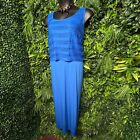 Robe femme 3X couches bleues maxi col rond sans manches collection NY 1313