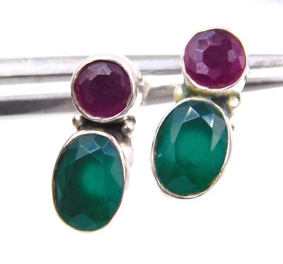 2.60 GM 925 Argento Sterling Creato IN Laboratorio Multi Pietra Fatto a Mano - Immagine 1 di 4