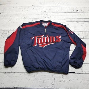 Majestic Jacket Adult M Minnesota Twins Embroidered Spellout Patch Windbreaker - Foto 1 di 8