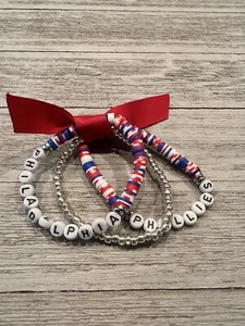 Any Team! Set of Philadelphia Phillies Bracelets Stacking Bracelets - Picture 1 of 2