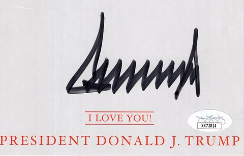 DONALD TRUMP AUTOGRAPHED 3x5 OUR JOURNEY UNUSED BOOKPLATE        FULL JSA LETTER Cover