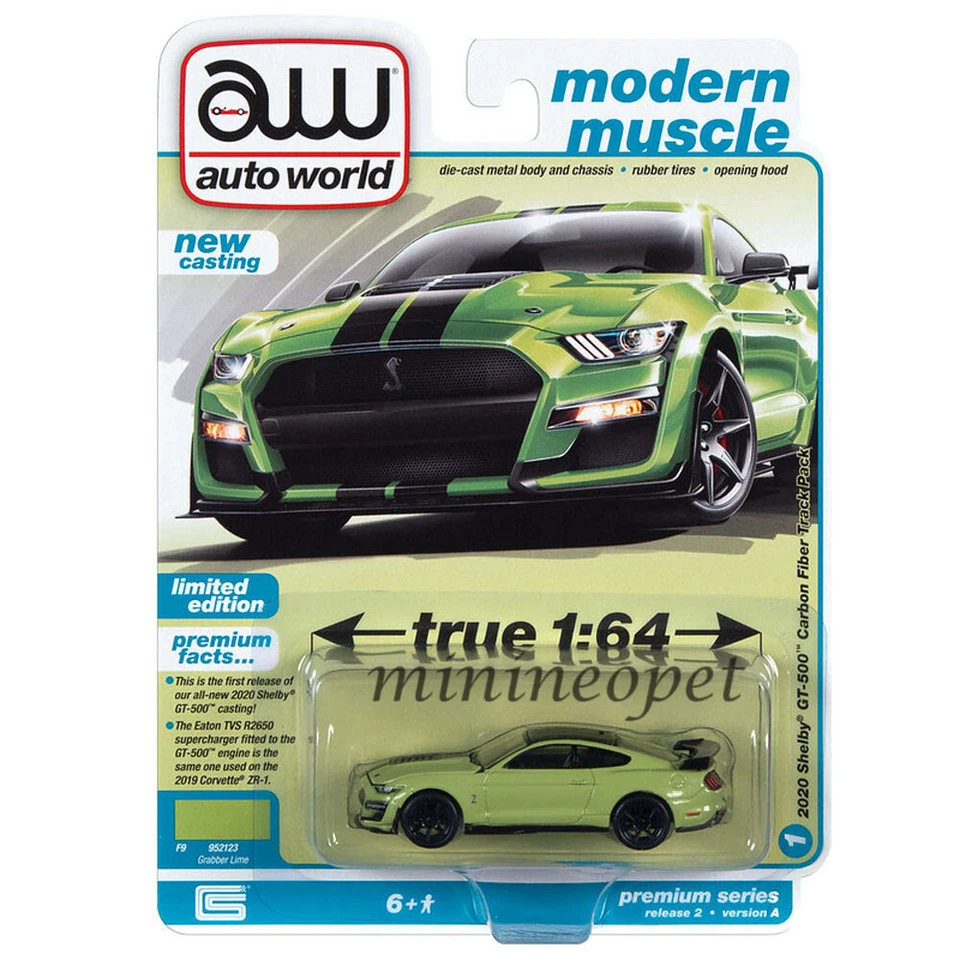 Ford Mustang GT-500 2020 Shelby 1/64 agarrador verde AW64362 AWSP100 A Autoworld Foto 1 de 1
