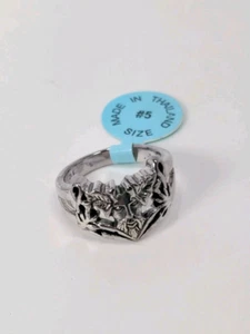 925 Sterling Silver Peter Stone Green Man/Druid Ring Size 5 - Picture 1 of 5