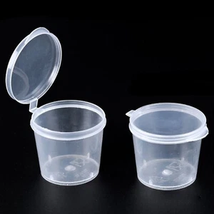 1oz 100 PCS Small Plastic Sauce Cups Food Storage Containers Clear with Lids - Picture 1 of 4