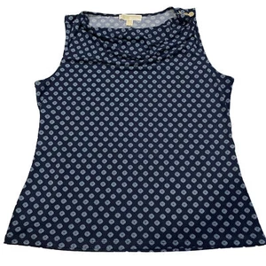 Michael Kors Large Sleeveless Blouse Midnight Blue Cowl Neck Stretch Tank Top - Picture 1 of 10