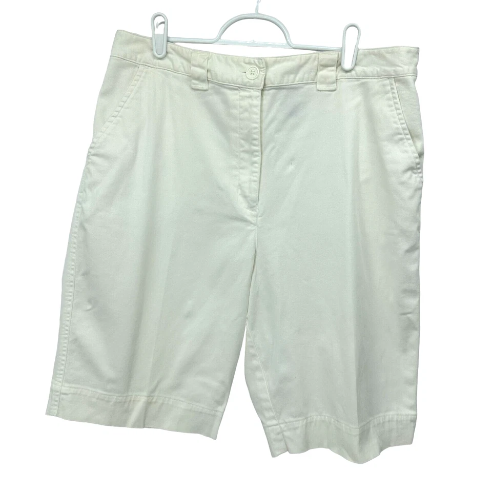 Karen Scott Sport Womens White Bermuda Shorts Size 14 Cotton Spandex - Image 1 of 4