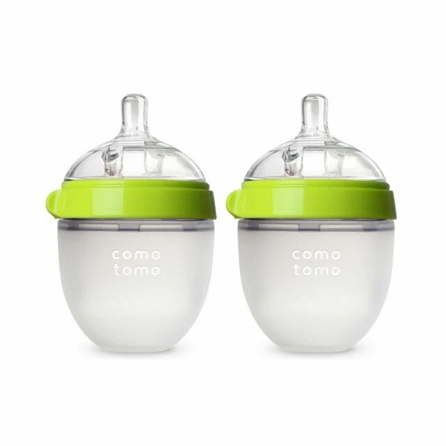 Comotomo 150TG 5oz. Natural Feel Baby Bottle - Green, 2 Pieces