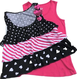 Lot of 2 Justice Pink Tank Top & Tiered Ruffle Swing Tank Top Shirts Size 14 - Picture 1 of 7