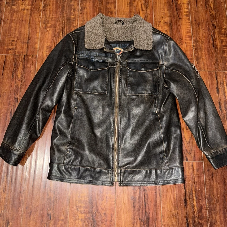 Hawke & Co 1958 приключения легенды ПВХ бомер куртка коричневый с подкладкой Sz M10/12 подержанные - Изображение 1 из 4