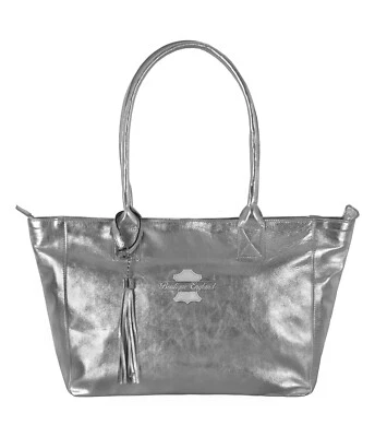 Women's Metallic Silver Foil Real Leather Bag - Image 1 of 4