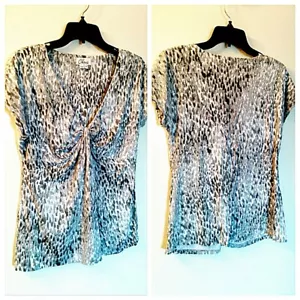 Chaus Ne York Black/White/Grey Knot Front Cap Sleeve Top sz M - Picture 1 of 4