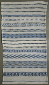 CIRCA 1900 ANTIQUE DUTCH BAND SAMPLER LIGHT BLUE BORDERS OPEN THREAD NEEDLEWORK - Picture 1 of 4