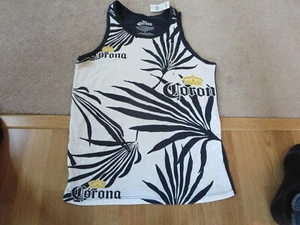 Corona Tank Top White Navy Blue Palm Beach Hawaiian Tropical Men’s Sz S NWT - Picture 1 of 3