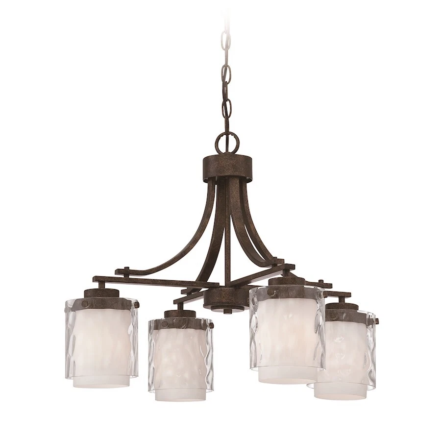 Craftmade Kenswick 4 Lt Down Chandelier, Peruvian Brz w/Clear Hammer/Frosted Rib - Image 1 of 1