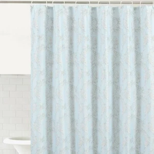 Essential Home Fabric Shower Curtain -    Mod Floral  Spa Blue 72 x 72"  - Picture 1 of 2