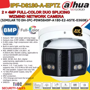 Dahua NoLogo 8MP 180° Panoramic Night-Color PoE WizMind Camera IPF-D8180-A-EPTZ - Picture 1 of 4