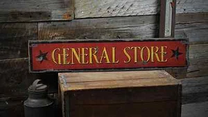 General Store with Stars - Rustic Hand Made Vintage Wooden Sign - Picture 1 of 1
