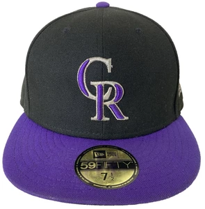 Colorado Rockies New Era 59Fifty MLB Fitted 7 1/2 Black Purple Cap Hat - Picture 1 of 12