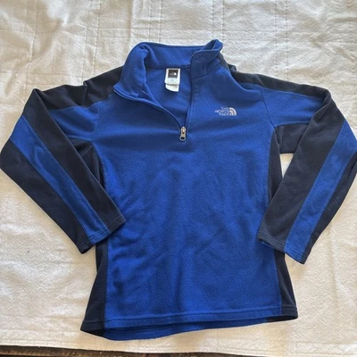 Suéter masculino The North Face azul grande 1/4 zíper manga longa pulôver pescoço simulado - Imagem 1 de 4