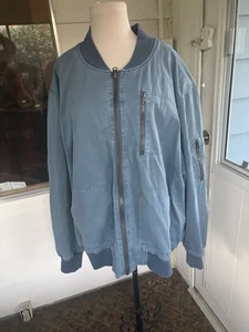 J Peterman Mens XLL Bomber Blue Full Zip Front Coat Jacket Windbreaker - Picture 1 of 6