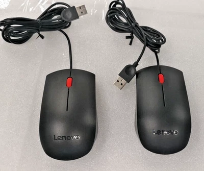 2pack Lenovo Wired USB Optical Mouse mojuuo Black w Red Track Wheel 2pc tested - Image 1 of 4