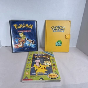 2 Vintage Late 90s Pokemon Trading Card Game Collector Binder First Gen & Book - Picture 1 of 13
