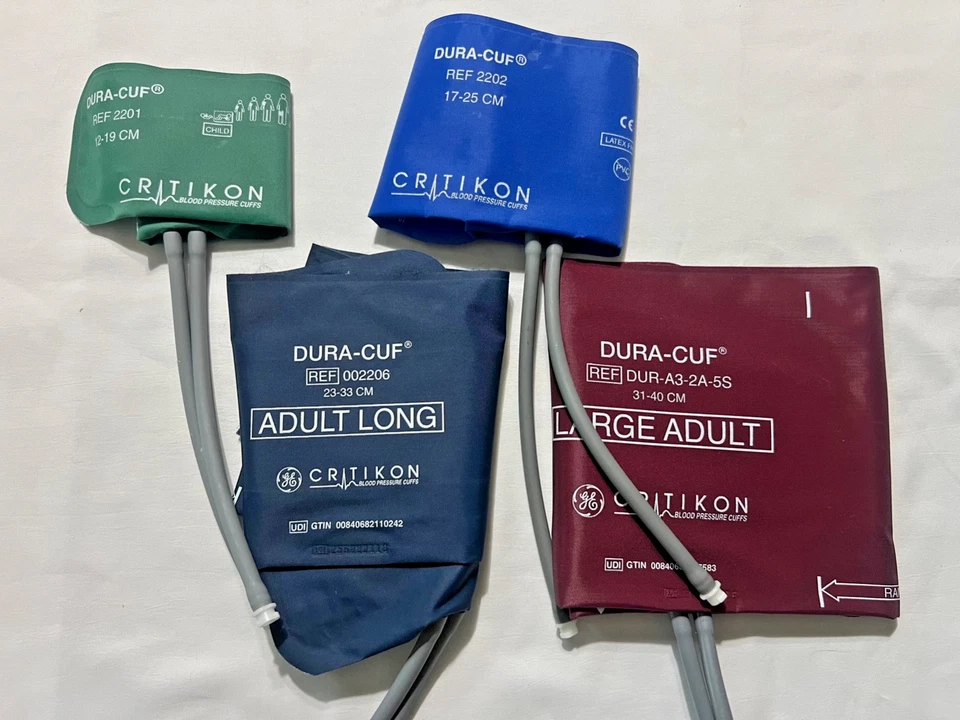 Conjunto de 4 punhos de pressão arterial Dura-Cuf tamanhos 12-19, 17-25, 23-33, 31-40cm - Imagem 1 de 1