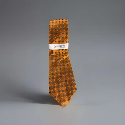 CONCEPT BY CLAIBORNE мужской оранжевый/синий/белый круг узор галстук 100% шелк новый с Ярлыками - Изображение 1 из 4