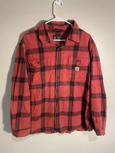 Carhartt Hemd Herren XL rot schwarz kariert Flanell Loose Fit Knopfleiste TW4451-M - Bild 1 von 9