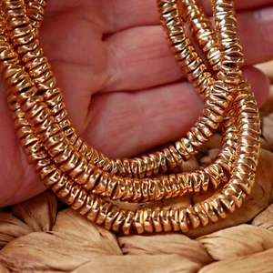 NELLYS  Hämatit ca, 197 unregelmässige Scheiben Perlen Edelsteine 1 Strang gold - Bild 1 von 3