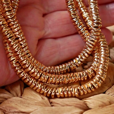 NELLYS  Hämatit ca, 197 unregelmässige Scheiben Perlen Edelsteine 1 Strang gold - Bild 1 von 3