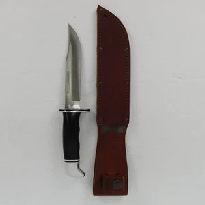 Buck 119 Fixed Blade Knife W/ Phenolic Handle & Brown Leather Sheath USA - Picture 1 of 24