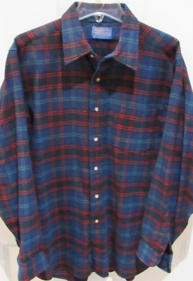 CAMISA A CUADROS Vintage Pendleton Home Tartán Azul y Rojo Hombre Grande EE. UU. Foto 1 de 4