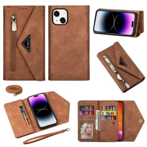 Coque Etui Antichoc Pour iPhone 15 14 13 Pro Max 12 11 XR 8 Wallet Bracelet Cuir - Photo 1 sur 20