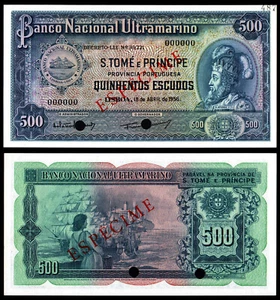 SAINT THOMAS & PRINCE 500 ESCUDOS (P39s) 1956 SPECIMEN UNC - Bild 1 von 1