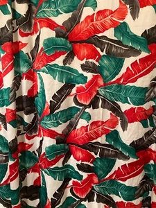 100% Soie Silk Abstract Leaf Print Fabric 3.58 yd x 58" inch Red Green Black - Picture 1 of 7