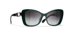 Gafas de sol Chanel CH 5445H 1672/S6 verde oscuro/gris degradado lente mariposa - Imagen 1 de 4