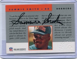 1992 Classic Pro Line - SAMMIE SMITH - Autograph - DENVER BRONCOS
