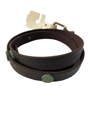 NWT Frye & Co Womens Medium Dark Brown Leather Turquoise Details Belt Boho #MQ7 - Image 1 of 4