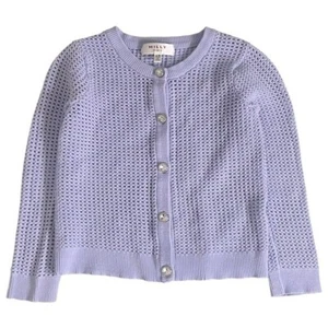 Milly Minis Girl's Periwinkle Mesh Button-Front Cardigan Size 4/5 - Picture 1 of 6