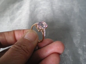 Kolum Kunzite & Zircon ring, 3.8 carats, size P/Q, in 1.85 grams 9K Yellow Gold - Picture 1 of 11