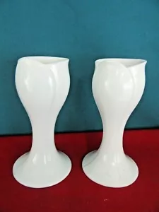 Par Juego de 2 Portavelas Blancas de Colección PORCELANA REAL Baviera KPM con Alemania - Imagen 1 de 8