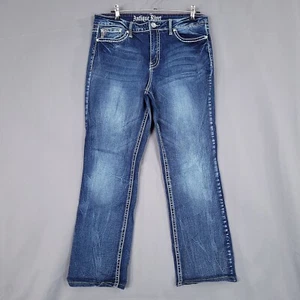 Pantalones de mezclilla antiguos remaches para mujer tiro medio rectos azules talla 36 - Imagen 1 de 12