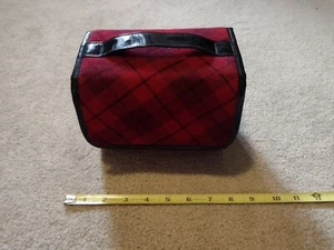 Bath & Body Works Red/Black Tartan Plaid Travel Toiletry Bag Organizer with mesh - Picture 1 of 8