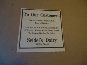 Seidel's Dairy 1946 Molkerei Milch Zeitungsanzeige MILTON PA - Bild 1 von 1